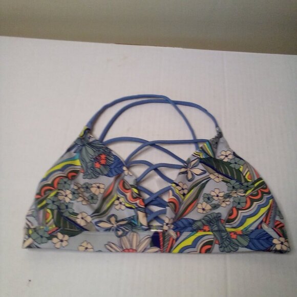 Victoria's Secret Sport Bra M Lace Up Yoga Active No Padding Floral Colorful - Picture 7 of 12